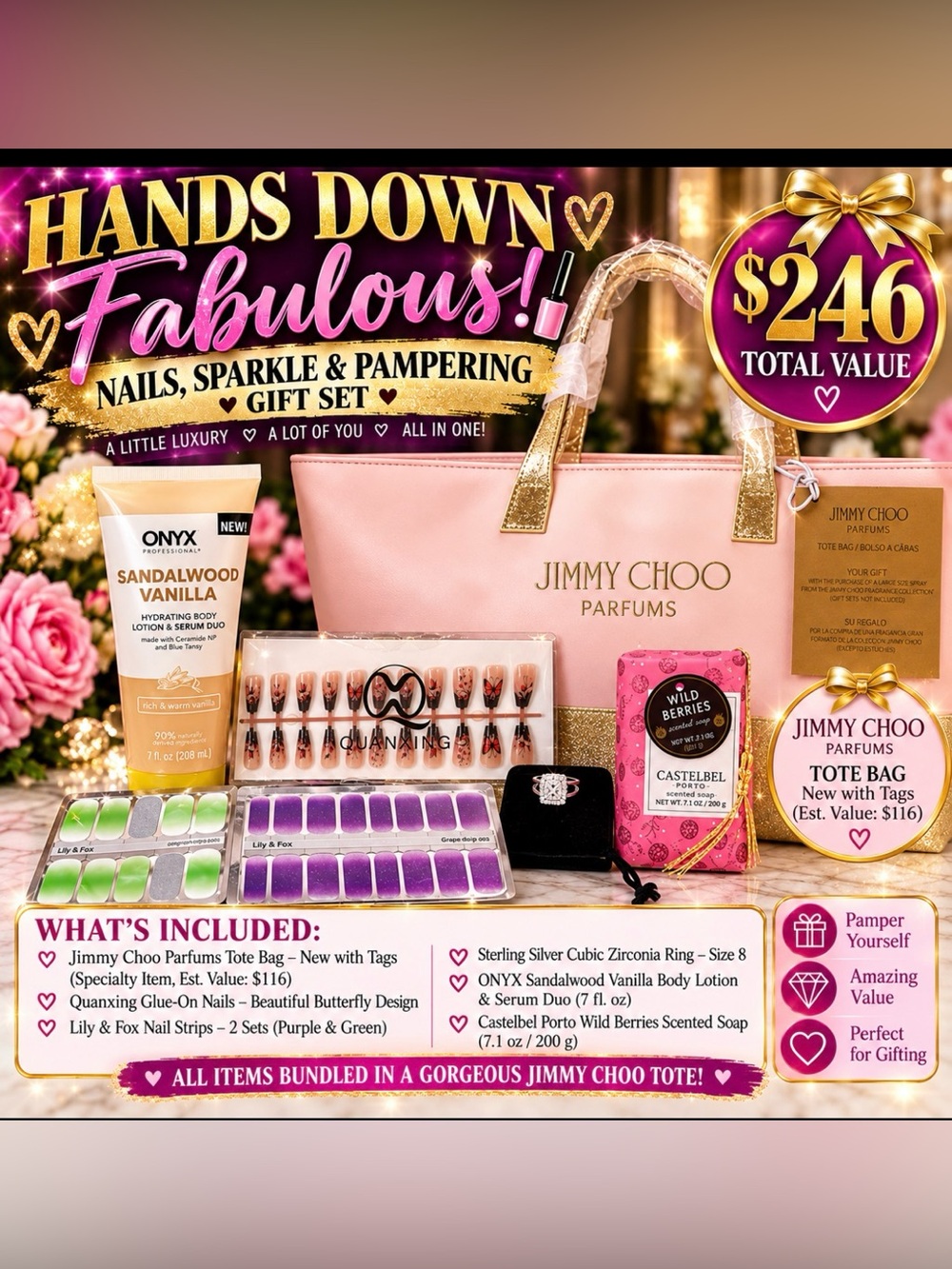 HANDS DOWN FABULOUS! Nails, Sparkle & Pampering Luxe Gift Set
